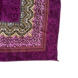 Bahadir Purple Boho Scarf Leopard Border NWOT